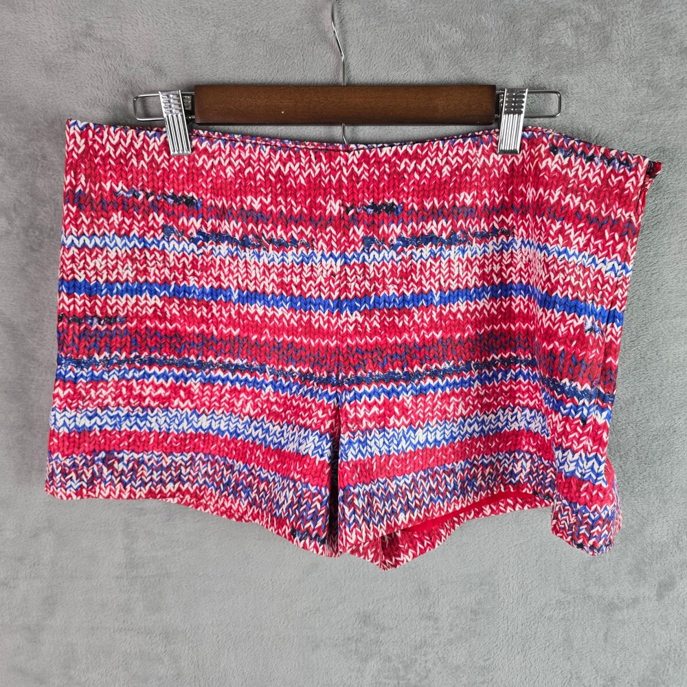 Tory Burch Womens Size 10 Red White Blue Chevron Knit Print Side‎ Zip Shorts